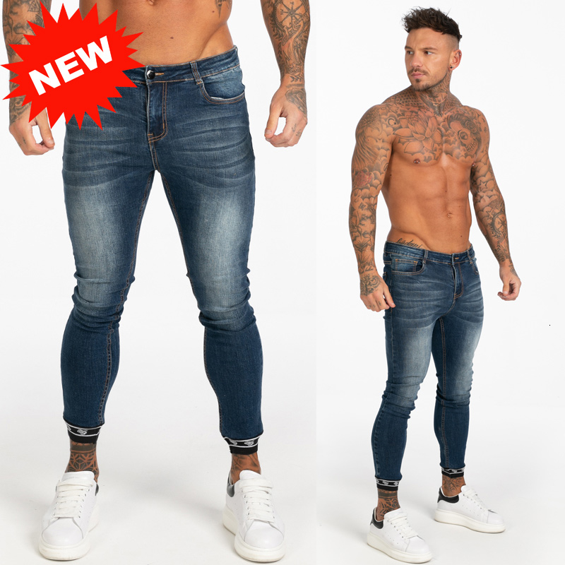 Mens Skinny Jeans 2019 Super Skinny Jeans Men Non Ripped Stretch Denim Pants Elastic Waist Big Size European W36 zm01 LY191210