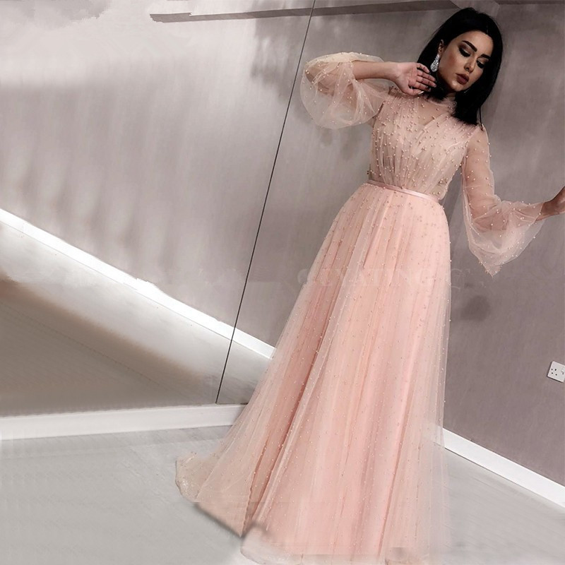 Blush Muslim Evening Dresses 2021 A-line High Collar 3/4 Sleeves Tulle Pearls Dubai Saudi Arabic Long Formal Gown V-neck Elegant Chiffon, Grape
Blush Muslim Evening Dresses 2021 A-line High Collar 3/4 Sleeves Tulle Pearls Dubai Saudi Arabic Long Formal Gown V-neck Elegant Chiffon, Grape