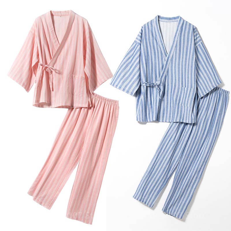 Unisex Samurai Pyjamas Women Japanese Kimono Cotton Pajamas Set Men Fashion Loose Gauze Breathable Sleepwear Striped Yukata
Unisex Samurai Pyjamas Women Japanese Kimono Cotton Pajamas Set Men Fashion Loose Gauze Breathable Sleepwear Striped Yukata