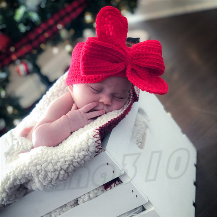 Fashion Children's Woolen yarn bow hair band European and American Baby Knitted hair belt Fashionable bowknot Headband T9I00257