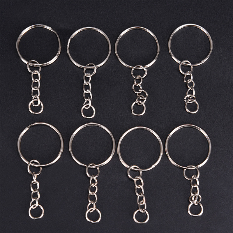 Fashion-Color 25mm Keyring Keychain Split Ring With Short Chain Key Rings Women Men Diy Key Chains Accessories 200pcs