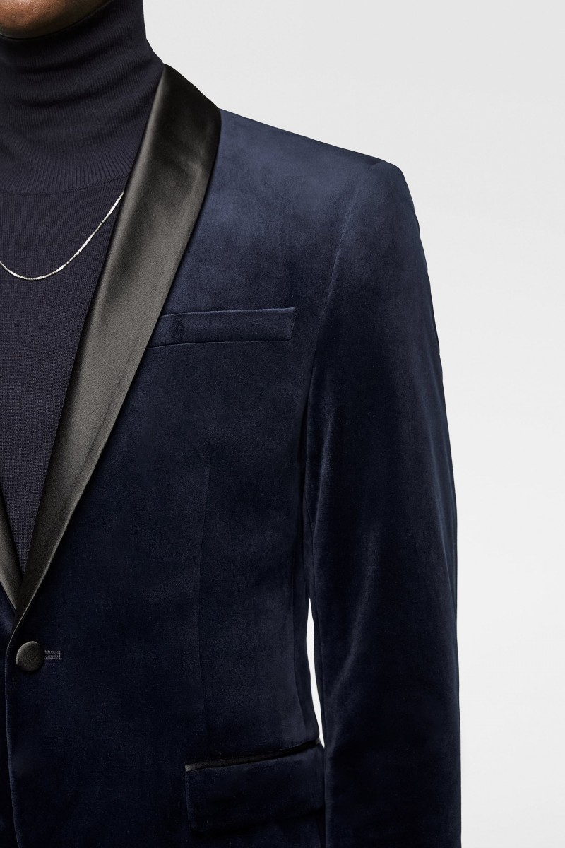 Navy Velvet Banquet Men Suits Two Pieces (Blazer+Pant) Winter Warm Wedding Groomsmen Suits With Shawl Lapel One Button