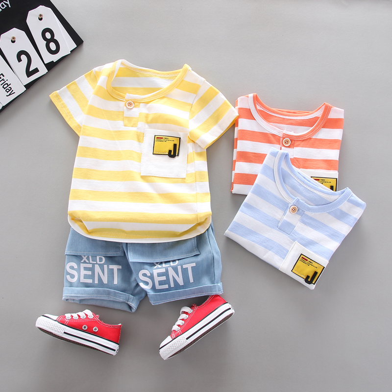 Cotton Baby Boy Clothes Fashion Striped Set Summer New Short Sleeve T-shirt Suits Children Clothing Boys Outfit, Blue
Cotton Baby Boy Clothes Fashion Striped Set Summer New Short Sleeve T-shirt Suits Children Clothing Boys Outfit, Blue