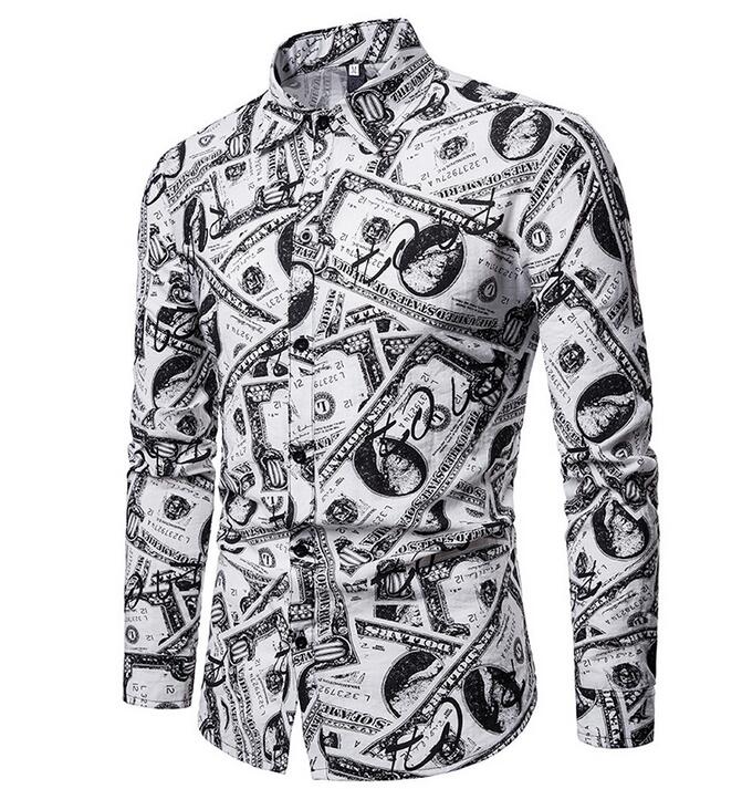 Mens Summer Dress Shirts Casual Male refreshing Oxford US dollar printed long-sleeved shirt, Customize
Mens Summer Dress Shirts Casual Male refreshing Oxford US dollar printed long-sleeved shirt, Customize
