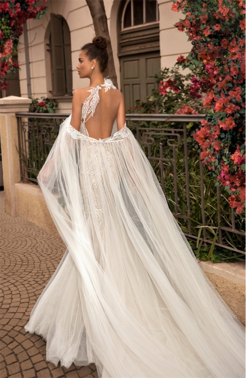 elihav sasson mermaid wedding dresses with cape sleeveless lace bridal gowns backless sweep train wedding dress cheap