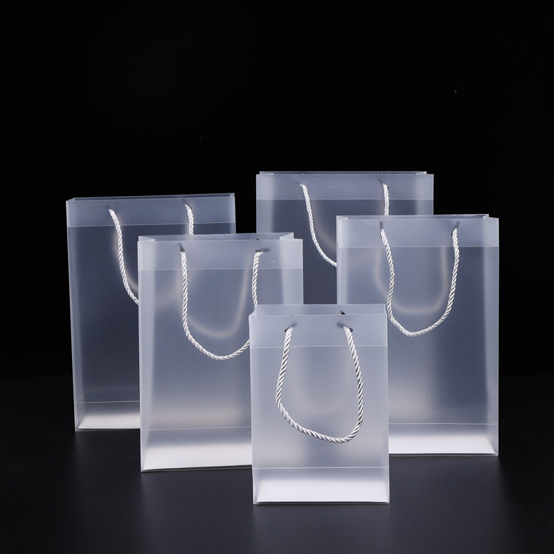 8 Size Frosted PVC plastic gift bags with handles waterproof transparent PVC bag clear handbag party favors bag custom logo LX1383