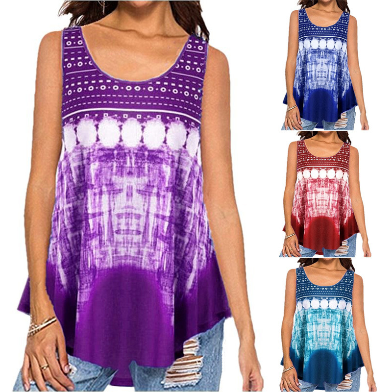 European and American Fashion Printed T-shirts 2020 Summer New Casual Women' Loose O-Neck Sleeveless Top Women, Blue
European and American Fashion Printed T-shirts 2020 Summer New Casual Women' Loose O-Neck Sleeveless Top Women, Blue
