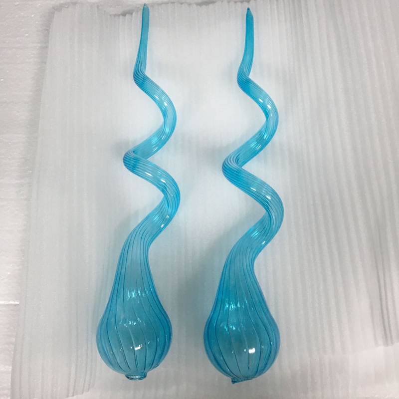 Modern Chandelier Blue Teal Glass Ceiling Light Art Deco LED Bulbs Hand Blown Glass Chandelier Lighting Pendant Lights living room furniture