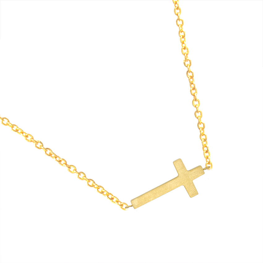Fashion-Jesus Christian Jewelry Gold Color Cross Pendant Necklace Prayer Christ Mens Women Girl Kids Stainless Steel Chain Christmas Gift