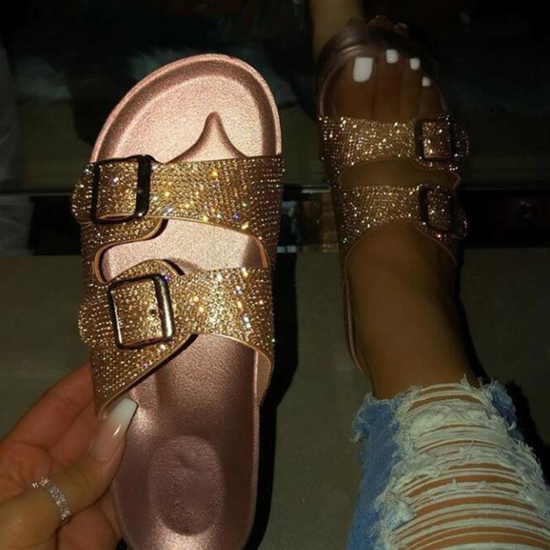 Rhinestone Women's Shoes Summer Open Toe Comfy Slippers Soft Thick Bottom Flat Shoes Comfortable Walking Cusion Slipper, Gold
Rhinestone Women's Shoes Summer Open Toe Comfy Slippers Soft Thick Bottom Flat Shoes Comfortable Walking Cusion Slipper, Gold