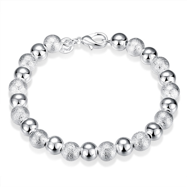 Hot sale best gift 925 silver 8M Sand Light Beads Bracelet DFMCH084,brand new fashion sterling silver plated Chain link gemstone bracelets