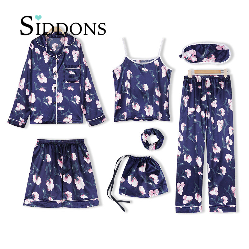 Siddons Women's 7 Pieces Pajamas Sets Emulation Silk Striped Pyjama Women Sleepwear Sets Spring Summer Autumn Homewear, As pic
Siddons Women's 7 Pieces Pajamas Sets Emulation Silk Striped Pyjama Women Sleepwear Sets Spring Summer Autumn Homewear, As pic