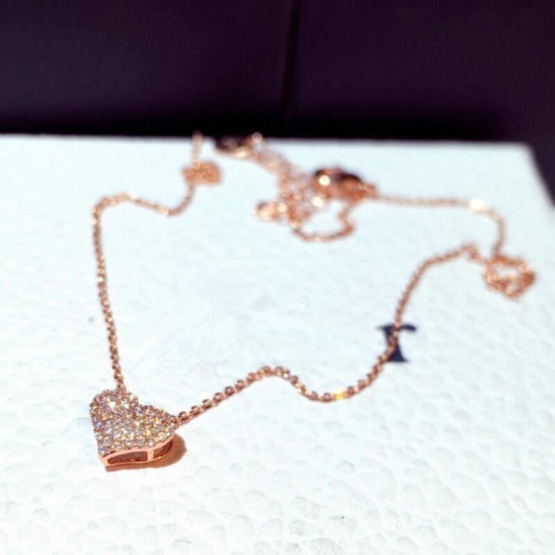 Choucong Brand Fine Jewelry Sterling Sier Pave CZ Crystal Dia Heart Pendant New Women Wedding Clavicle Chain Necklace Gift