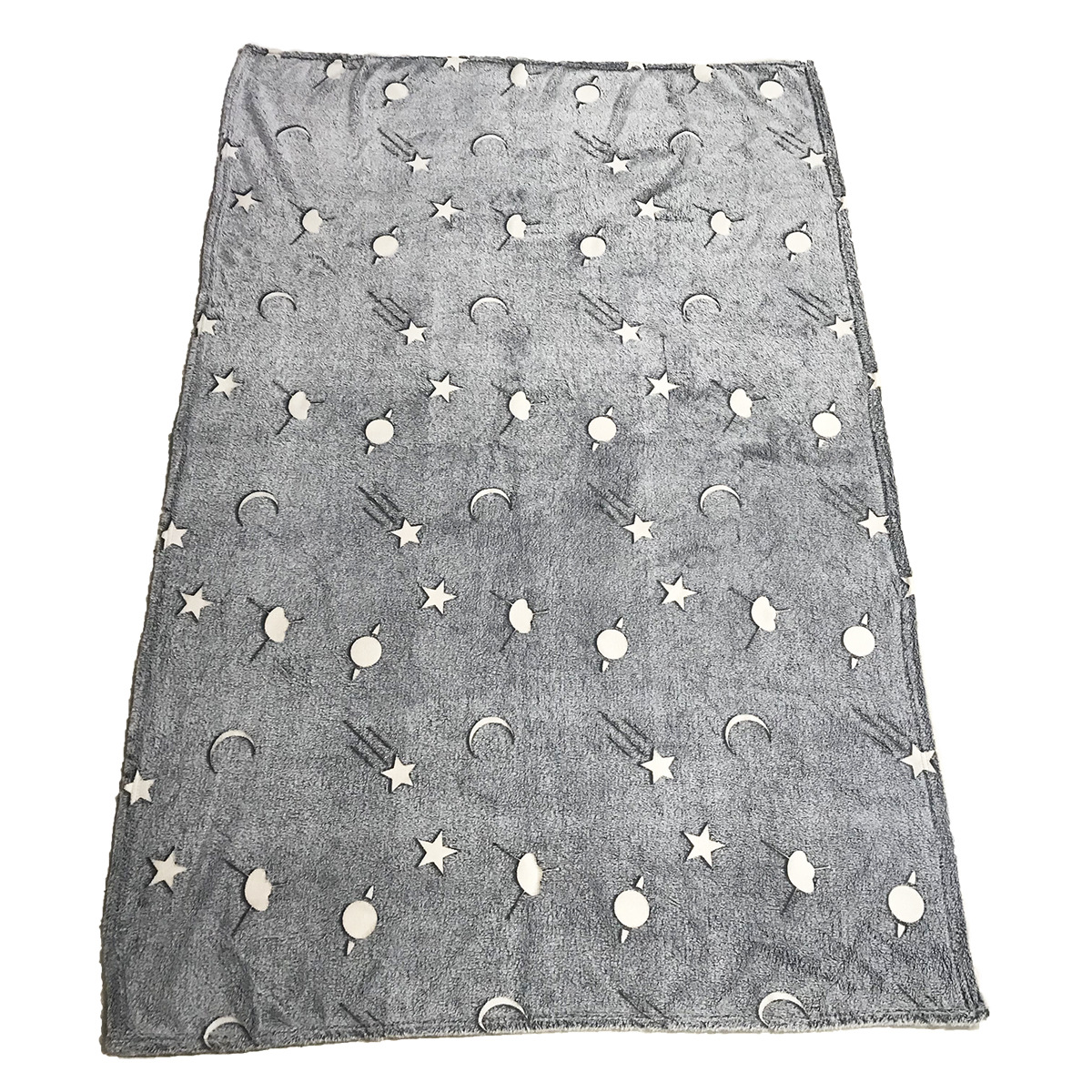 Magic Glow In The Dark Fleece Blanket Throw Grey Stars / Moon New Plush Furry Throw Warm Blanket Nursery Bedding Blankets Swaddling
