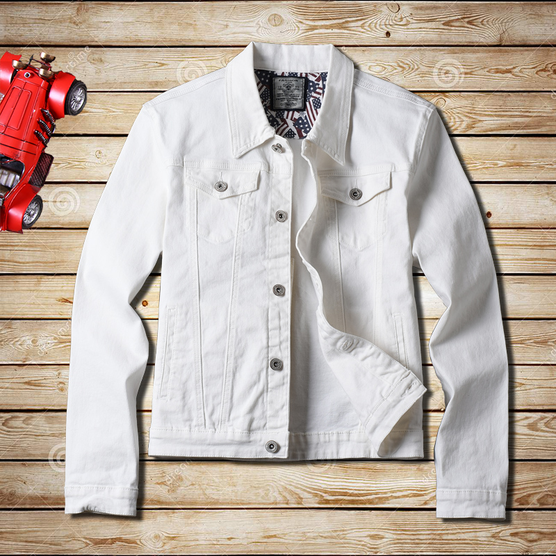 2019 new solid color simple stretch high-end men's denim jacket autumn cotton single-breasted white slim denim jacket coat male
2019 new solid color simple stretch high-end men's denim jacket autumn cotton single-breasted white slim denim jacket coat male