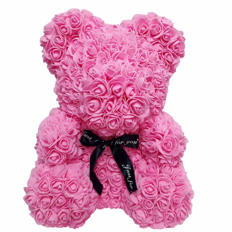 25cm Artificial Flowers Rose Bear Gift Dropship Birthday Day Present Room Wedding Valentine's Girlfriend Decoration Christmas
