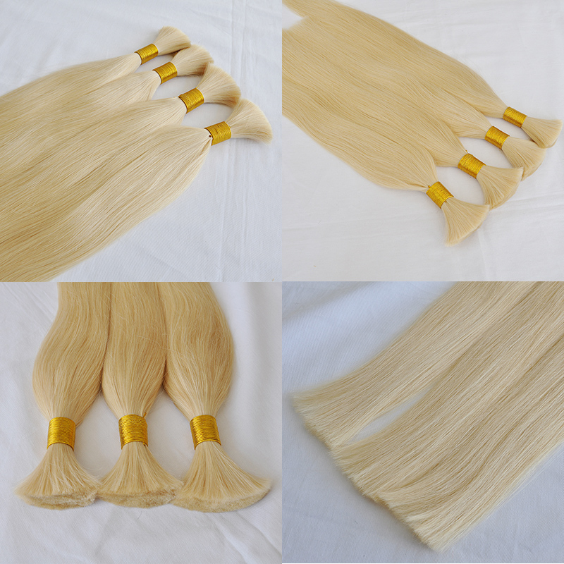 top quality human hair brazilian human hair bulk for braiding 300g 3 bundles lot 100 human straight wave color 613