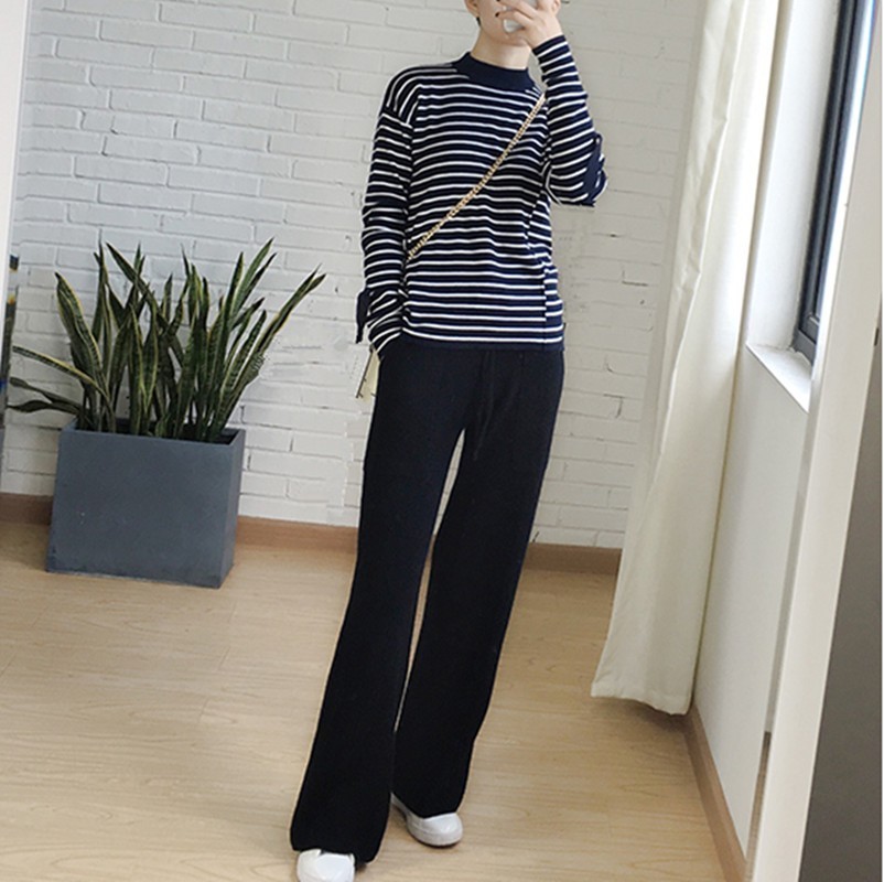 Autumn and winter new soft and comfortable cashmere trousers women's pure knit wide leg pants casual loose wool knit pants women T200113