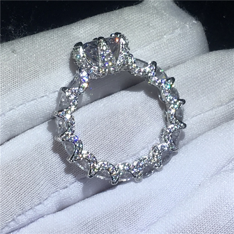 Vintage Flower Promise Finger Ring 925 Sterling Silver Diamond cz Engagement Wedding Band Rings For Women Party Jewelry