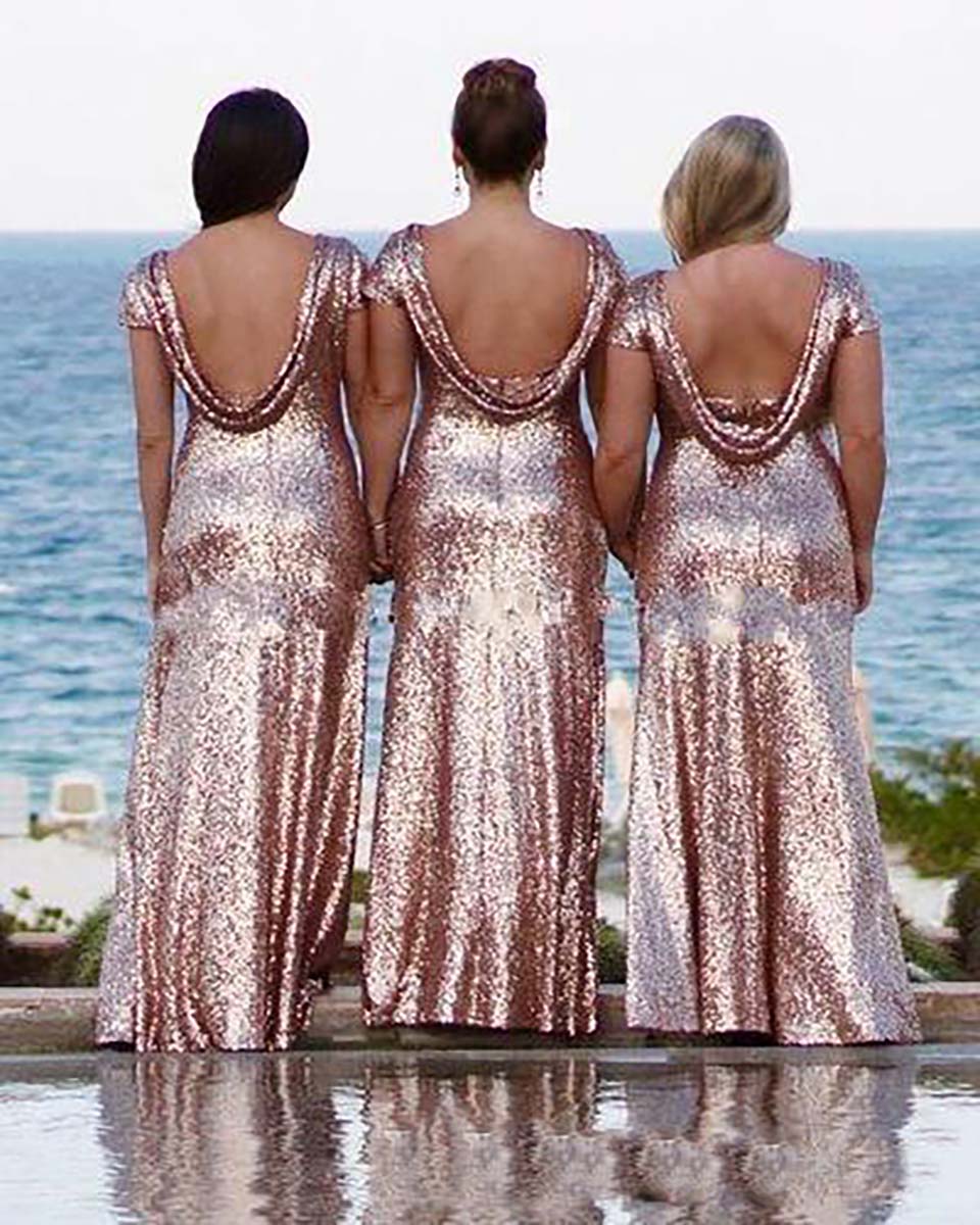 New Royal Blue Sequins Bridesmaid Dresses For Wedding Guest Dress Jewel Neck Backless Plus Size Formal Maid of Honor Gown BD8973