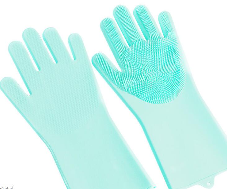Dishwashing Cleaning Gloves Magic Silicone Rubber Dish Washing Glove for Household Scrubber Kitchen Clean Tool Scrub