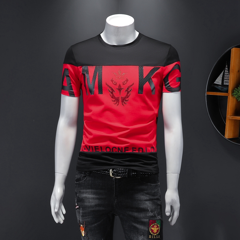 Men's mercerized cotton round neck short-sleeved T-shirt 2020 summer new trend printing fashion hot rhinestone half-sleeved T-shirt men, White;black
Men's mercerized cotton round neck short-sleeved T-shirt 2020 summer new trend printing fashion hot rhinestone half-sleeved T-shirt men, White;black