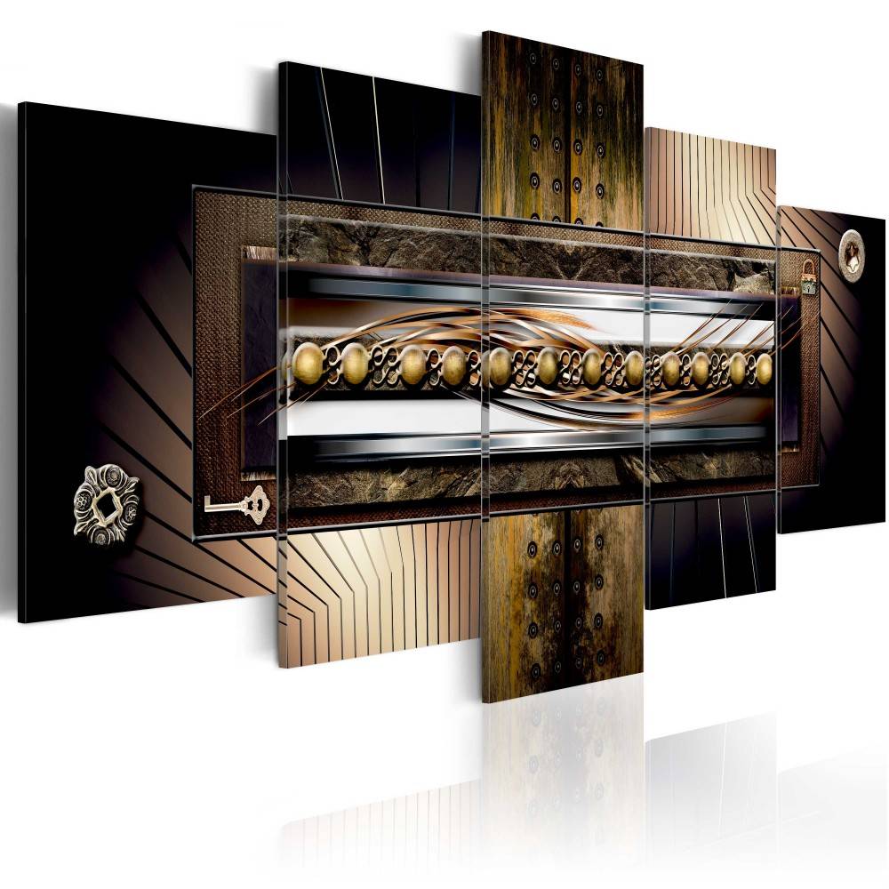 Fashion Wall Art Canvas Painting 5 Pieces Red Yellow Grey Abstract Vintage Wood Grain Modern Home Decoration,No Frame