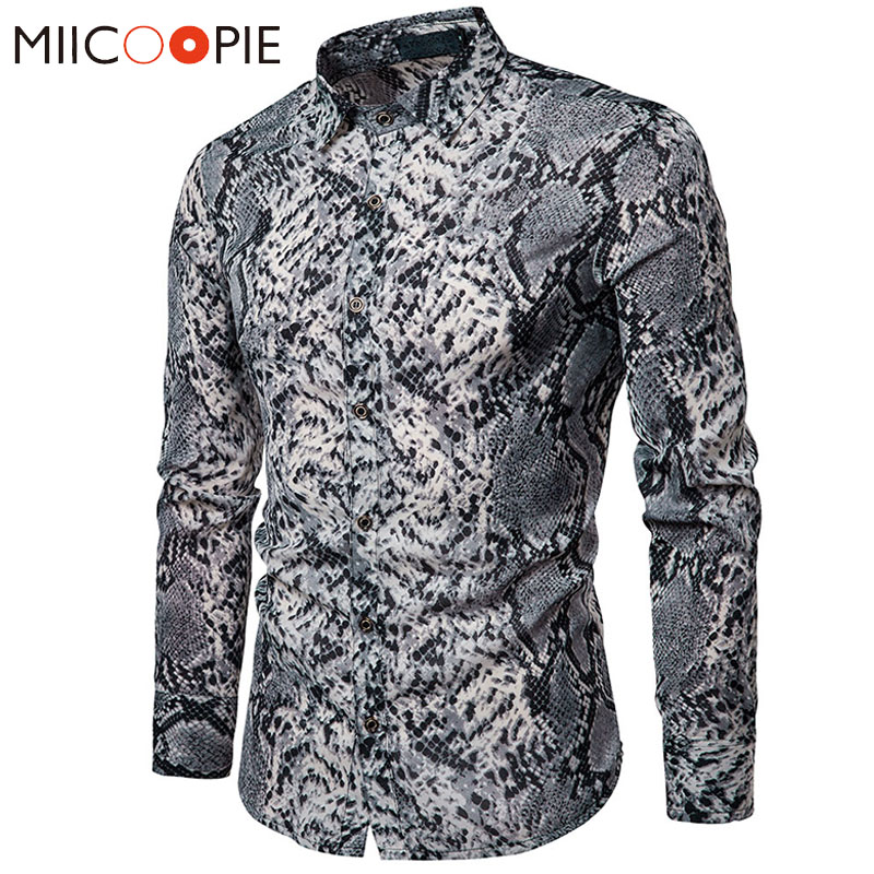 Sexy Snake Skin Printed Men Shirt 2019 New Long Sleeve Camisas Hombre Casual Party Social Dress Shirt Chemise Homme S-XXL, Cs84-grey
Sexy Snake Skin Printed Men Shirt 2019 New Long Sleeve Camisas Hombre Casual Party Social Dress Shirt Chemise Homme S-XXL, Cs84-grey