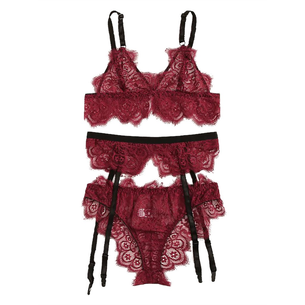 New Design 3 Pieces Sexy thin Intimates Sets Women Sexy Exquisite Lace Lingerie Bra+Garter+Briefs Set Babydoll Cut-Out Sleepwear, As pic
New Design 3 Pieces Sexy thin Intimates Sets Women Sexy Exquisite Lace Lingerie Bra+Garter+Briefs Set Babydoll Cut-Out Sleepwear, As pic