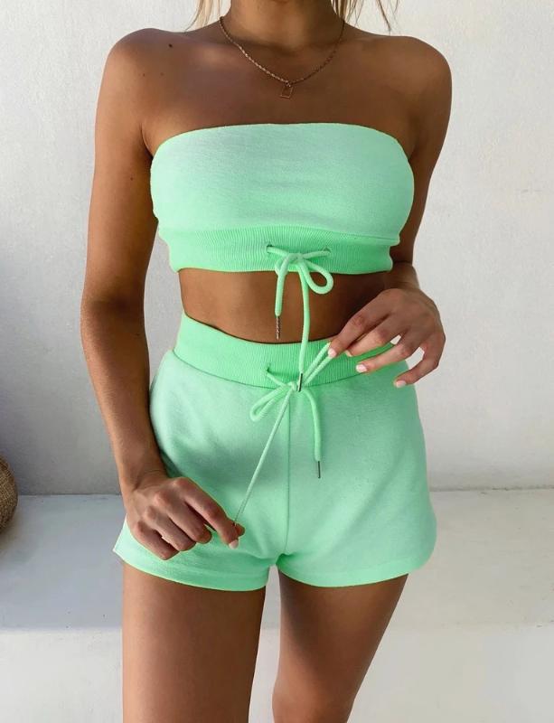 2PCS Women Yoga Sets Sexy Strapless Cropped Top and Drawstring High Waist Shorts Sports Gym Clothes Set Tracksuit Outfits, Green
2PCS Women Yoga Sets Sexy Strapless Cropped Top and Drawstring High Waist Shorts Sports Gym Clothes Set Tracksuit Outfits, Green