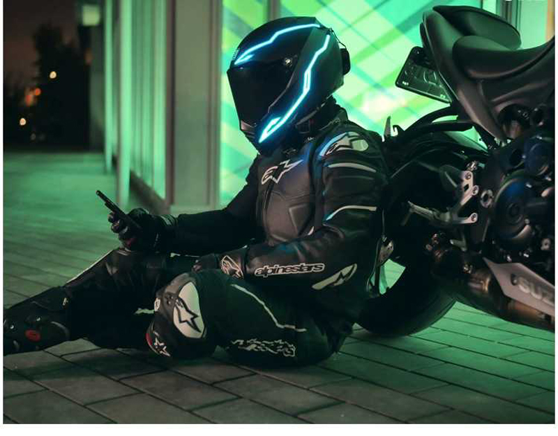 Motorcycle Helmet Sticker Helmets Light Strip Motorbike Flashing LED Bar Night Riding Signal Lights 4 Modes Decoration Stickers Moto Parts