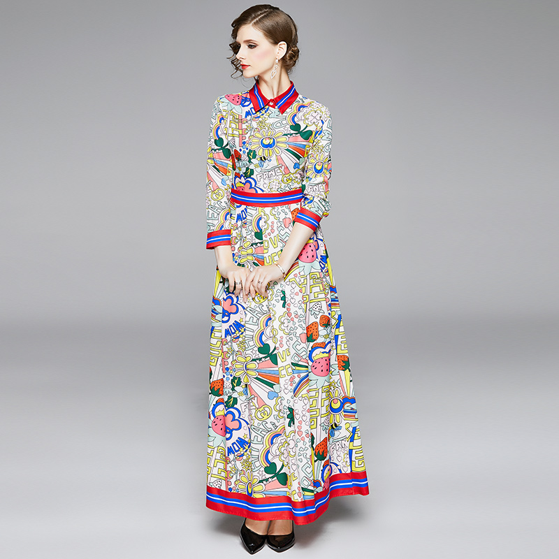 2021 Women Designer Runway Vintage Dress Autumn Winter Long-sleeved Lapel Holiday Business Prom Office Sexy Slim Printed Maxi Dresses Loose Plus Size Ladies Clothes
2021 Women Designer Runway Vintage Dress Autumn Winter Long-sleeved Lapel Holiday Business Prom Office Sexy Slim Printed Maxi Dresses Loose Plus Size Ladies Clothes
