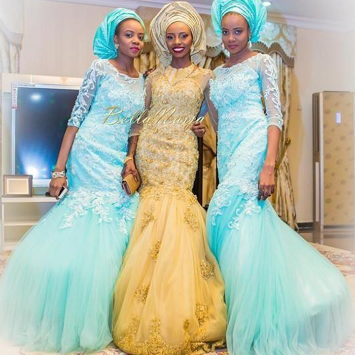 Gold African Traditional Wedding Dresses 2020 Beaded 3D floral Beads Lace Appliques Long Sleeves Tulle Court Train Bridal Gowns