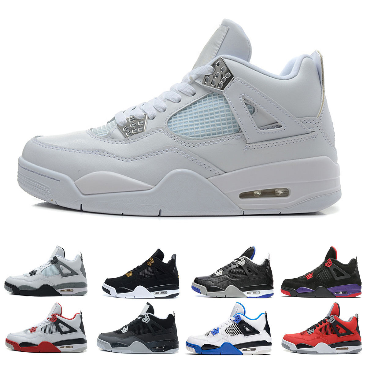 Good chaussures 4 Motosports blue men basketball shoes 4s Pure Money bred White Cement Black Cat sneakers Royalty Fire Red 4s sports shoes
Good chaussures 4 Motosports blue men basketball shoes 4s Pure Money bred White Cement Black Cat sneakers Royalty Fire Red 4s sports shoes