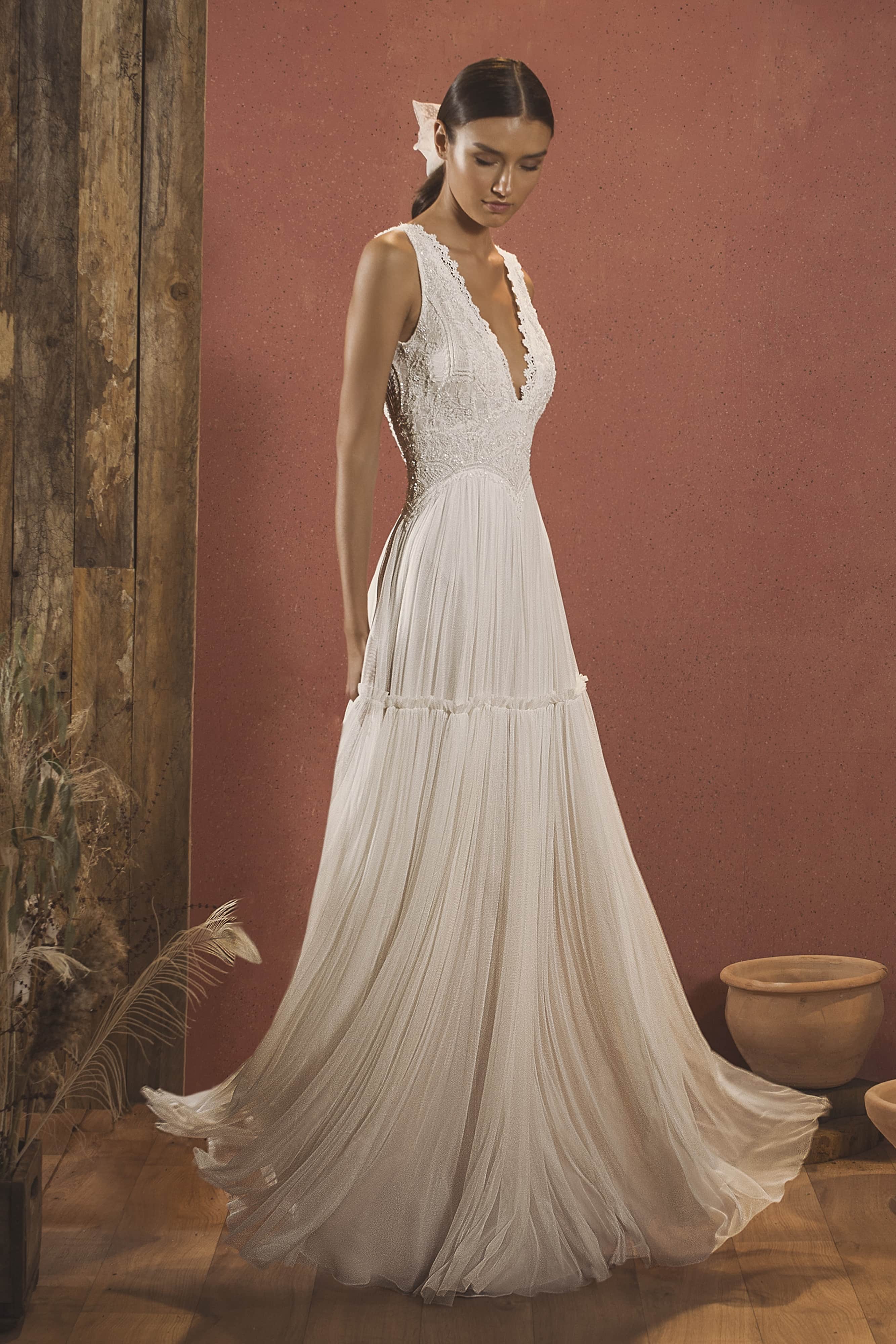bohemian beach wedding dresses v neck lace appliqued beads boho chiffon bridal gowns a line wedding dress robe de marie