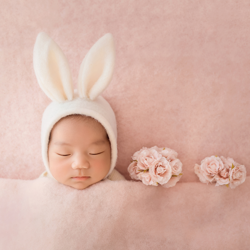 Felted newborn props bonnet Wool curly sheep hat Felted baby photography props Animal hat