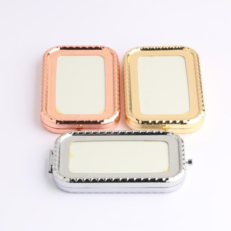 Portable Pocket mirror girl rectangular shaped foldable double makeup mirror Travel tool fast shipping F2308
