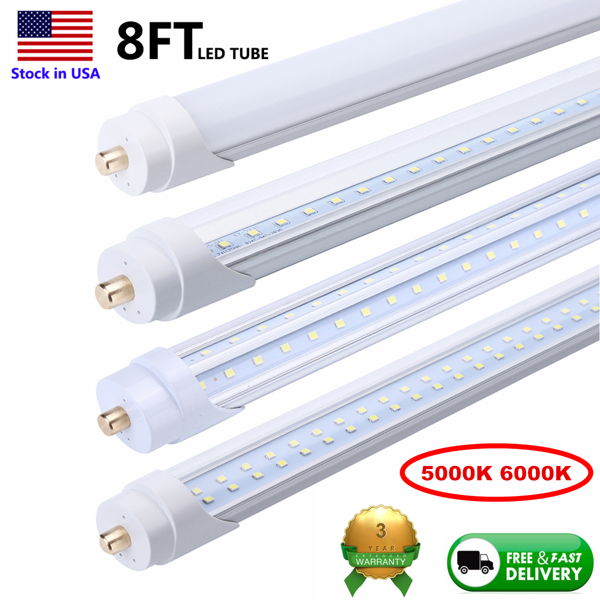 8 ft LED Tubes Single Pin FA8 LED Bulb 8feet 8ft LED Tube Lamp Replace Fluorescent Tube Light V Shaped Tube 5000K 6000K
8 ft LED Tubes Single Pin FA8 LED Bulb 8feet 8ft LED Tube Lamp Replace Fluorescent Tube Light V Shaped Tube 5000K 6000K
