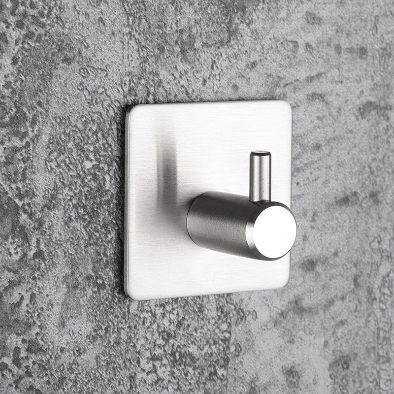 Hot High-end Sticker Adhesive Stainless Steel Hooks Wall Door Clothes Coats Hats Hanger Kitchen Bathrooms Rustproof Towel Hooks