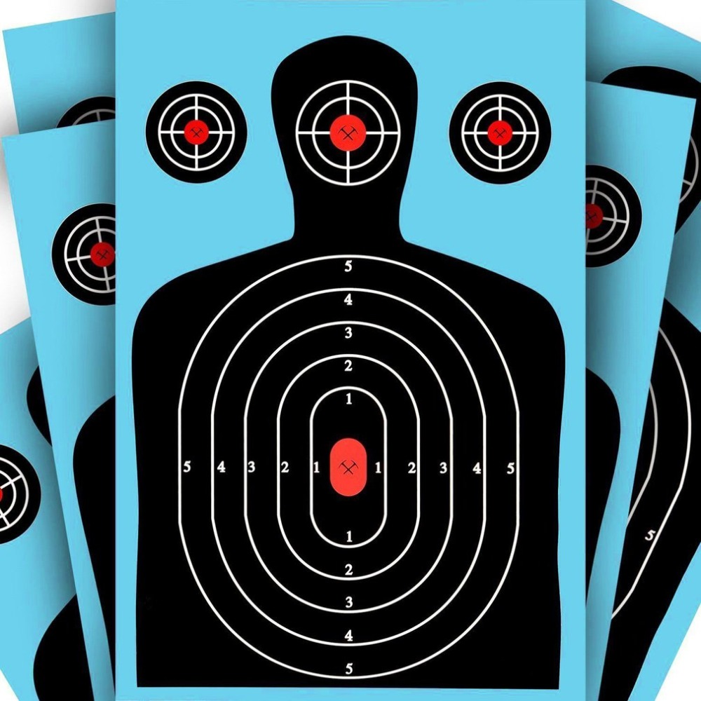 PVC Rectangular Blue and Green Shooting Targets 12*18 Silhouette Splatter Reactive Paper Targets Fluorescent Rifle Pistol Airsoft Pellet Gun