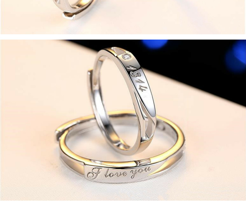 Wholesale- Ring Set Opening Adjustable Men and Women Fashion 925 Sterling Silver Platinum Ring Anniversary Party Gift Jewelry