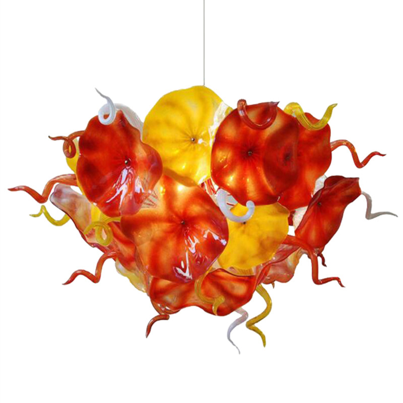 Lamps Latest Design Hand Blown Glass Chandelier Lighting Orange Yellow Flower Chain LED Light Fixture Style Chandeliers
Lamps Latest Design Hand Blown Glass Chandelier Lighting Orange Yellow Flower Chain LED Light Fixture Style Chandeliers
