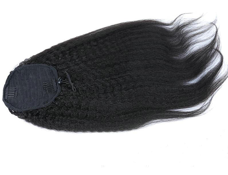 African american coarse yaki kinky straight drawstring pony tail human hair easy wearing clip in kinky ponytail hairpiece long big 140g