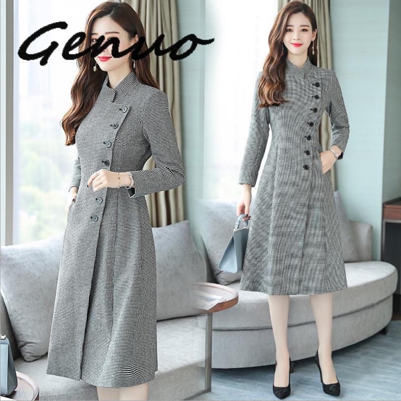Genuo Autumn And Winter New Women's Houndstooth Woolen Coat Long Sleeve Single Breasted Parkas Slim Large Size Woolen Outwear, Khaki
Genuo Autumn And Winter New Women's Houndstooth Woolen Coat Long Sleeve Single Breasted Parkas Slim Large Size Woolen Outwear, Khaki