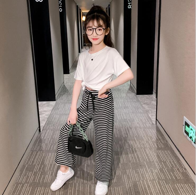 Girls Summer Outfits 2020 New Cotton White Short Sleeves T-shirts And Stripe Pants Fashion Casual 2 Pcs Sets Kids Clothing
Girls Summer Outfits 2020 New Cotton White Short Sleeves T-shirts And Stripe Pants Fashion Casual 2 Pcs Sets Kids Clothing