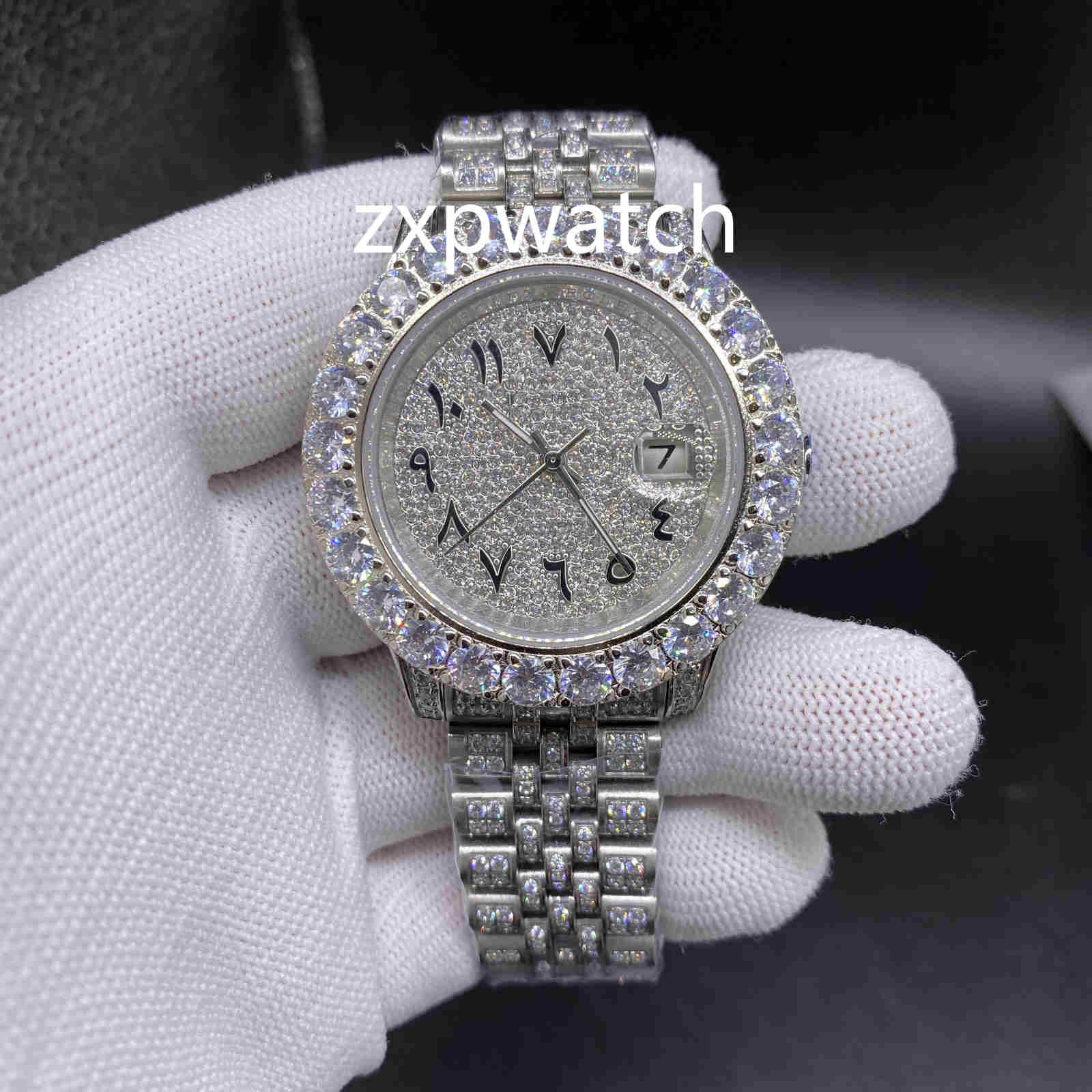 Arabic Dial Watch Diamond Watch Luxury Iced Out Hip Hop Watch Automatic 43MM Men Silver Waterproof 316L Stainless Set CZ Diamond
Arabic Dial Watch Diamond Watch Luxury Iced Out Hip Hop Watch Automatic 43MM Men Silver Waterproof 316L Stainless Set CZ Diamond