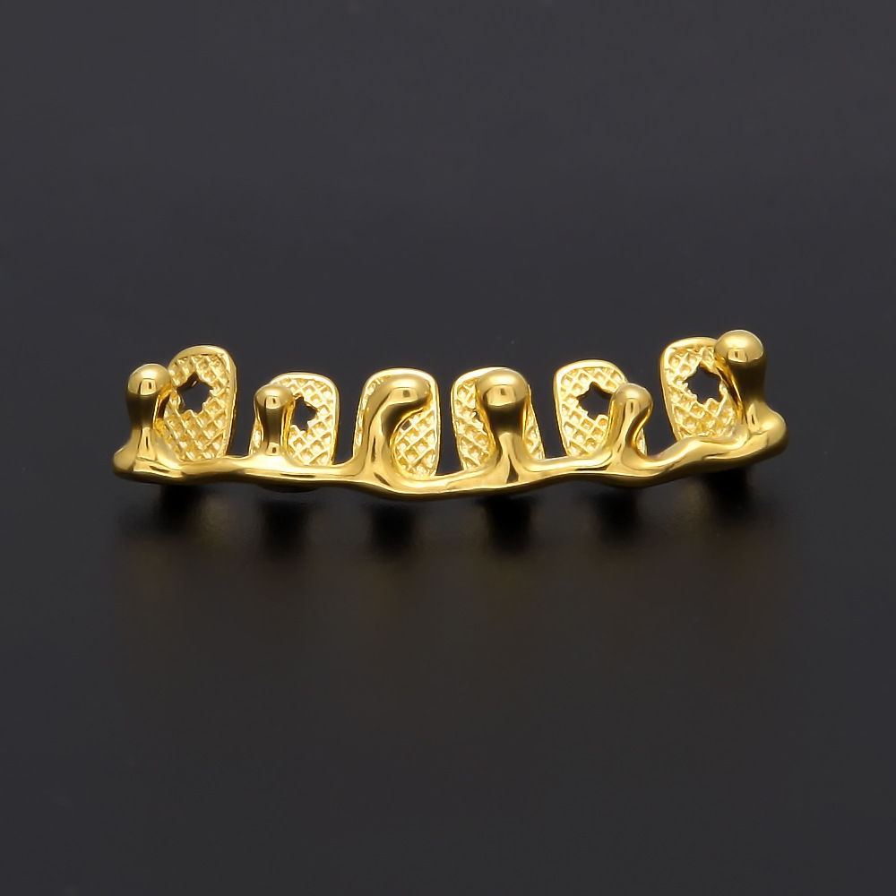 Hip Hop Gold Teeth Grillz Drip 8 Teeth Grills Dental Cosplay Bottom Lower Tooth Caps Rapper Mouth Jewelry Party Gift
