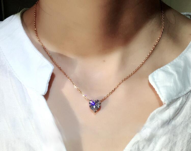 Heart Pendant Necklace 3CT Pear Shape White Topaz CZ Stone Sterg Sier & Rose Gold Fill | Gift for Women