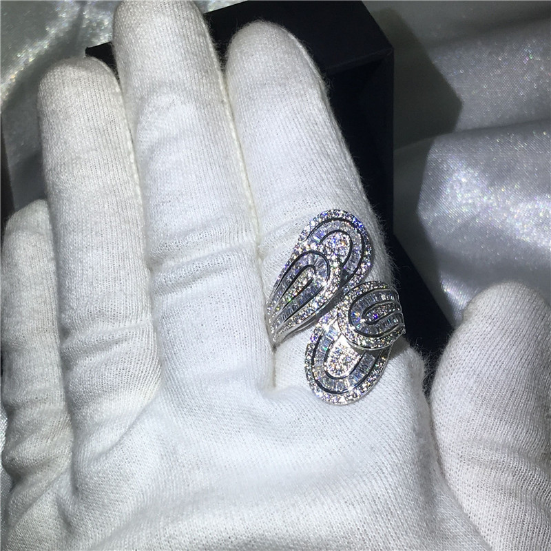 choucong Unique Big Flower Ring Diamond Cz 925 Sterling Silver Engagement Wedding Band Rings for women men Finger Jewelry