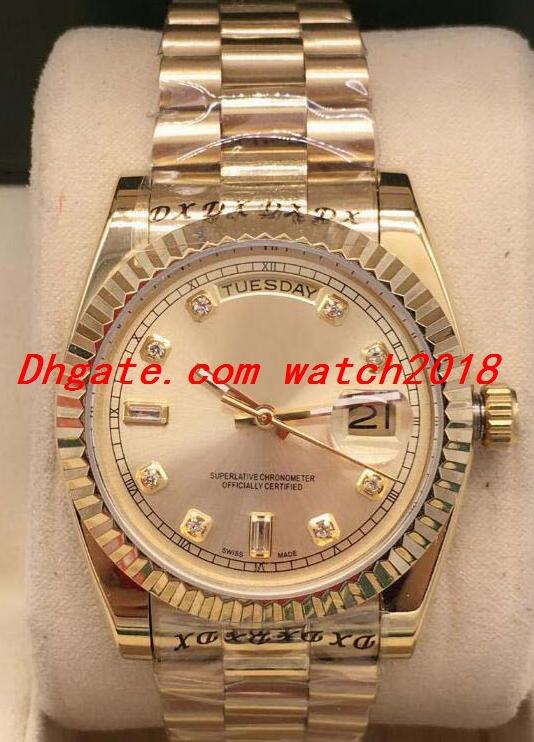 Luxury Watch 8 Style Mens 118238 18k Yellow Gold Black Diamond Dial Steel Fluted 36mm Watch Fashion Men's Watches Wristwatch, Make waterproof
Luxury Watch 8 Style Mens 118238 18k Yellow Gold Black Diamond Dial Steel Fluted 36mm Watch Fashion Men's Watches Wristwatch, Make waterproof
